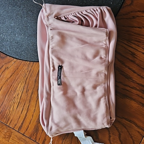 Zara Blush Pink Draped Cropped Bustier Top Size XS - Picture 9 of 12